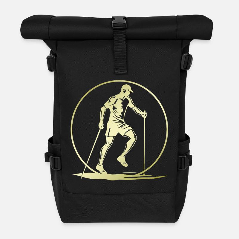 Nordic Walking Silhouette - Rolltop Rucksack - Schwarz