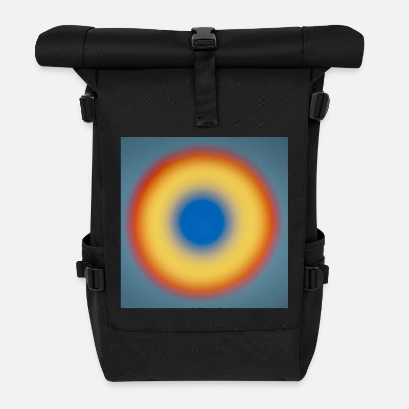 Blue circle_001 - Roll Top Backpack - black