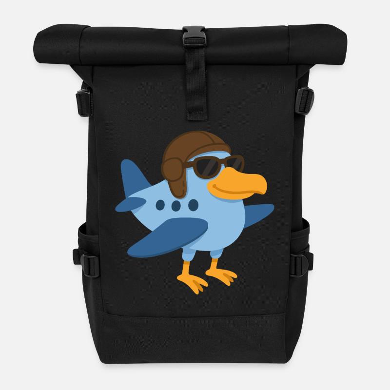 A super bird plane - Roll Top Backpack - black