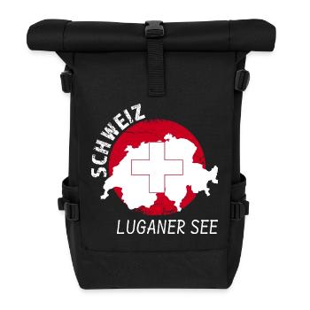 Luganer See - Rolltop Rucksack - Schwarz - Vorne