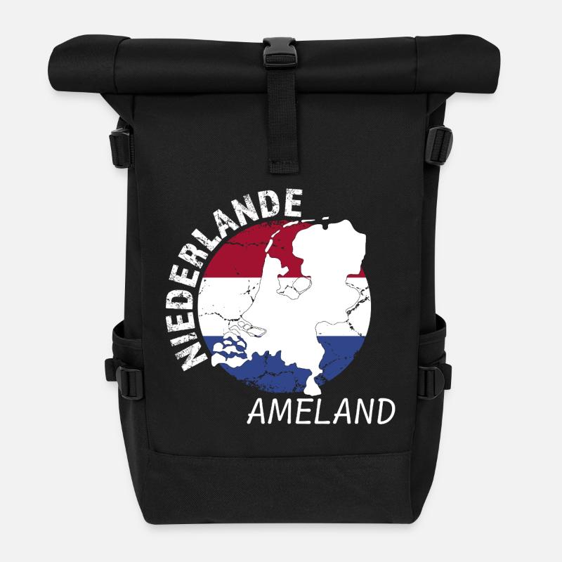 Ameland - Rolltop Rucksack - Schwarz