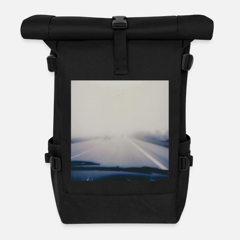 Reisen in Grau - Rolltop Rucksack - Schwarz