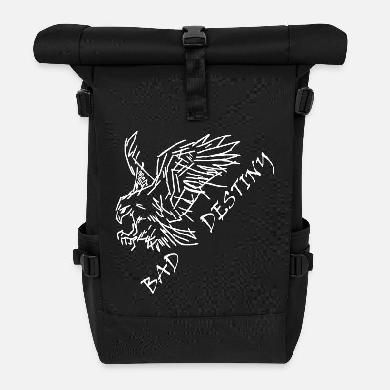 Bad Destiny in white - Roll Top Backpack - black