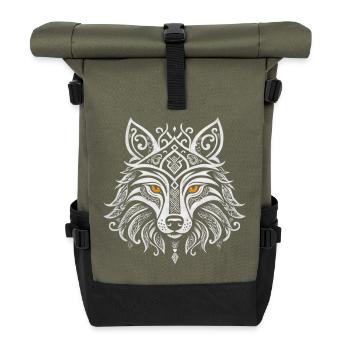 Loup Fenrir nordique - Mandala viking Design - Sac à dos roll top - olive/noir - Devant