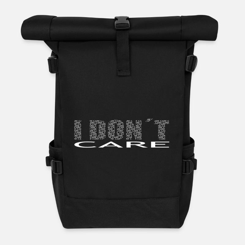 don't care - Roll Top Backpack - black