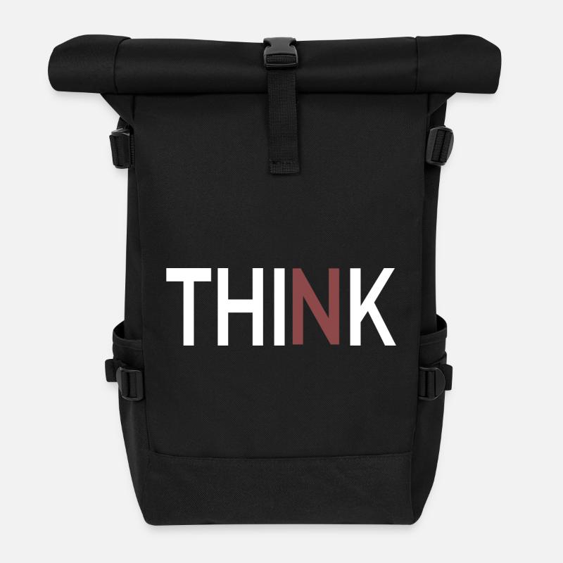 Think Minimalist, clean design - Roll Top Backpack - black