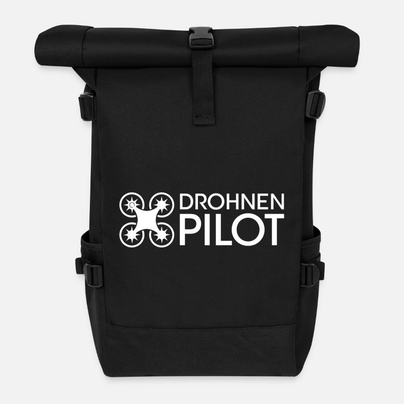Drohnenpilot fliegen Logo Team Rotor Symbol icon - Rolltop Rucksack - Schwarz