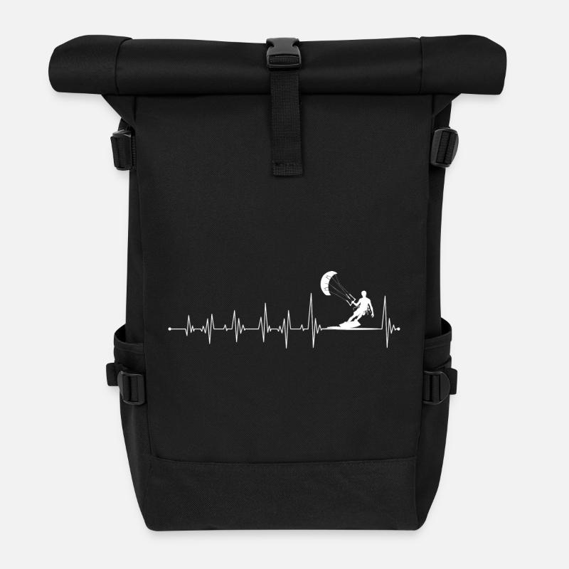 Heartbeat Parachute Escape - Roll Top Backpack - black