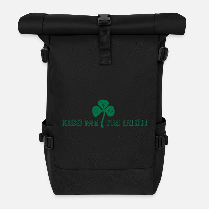 Kiss Me Im Irish - Roll Top Backpack - black