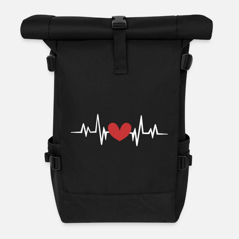 Herz herzschlag - Rolltop Rucksack - Schwarz