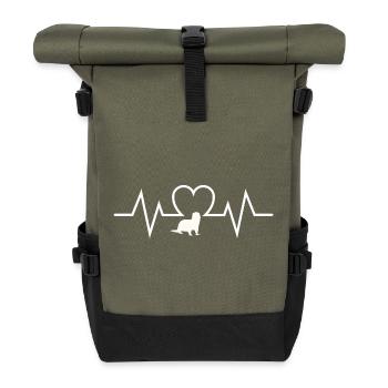 Sea Otter Cartoon Heartbeat - Roll Top Backpack - olive/black - Front