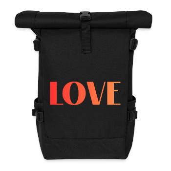 LOVE Liebe Schrift Gradient Typo in Rot Orange - Rolltop Rucksack - Schwarz - Vorne