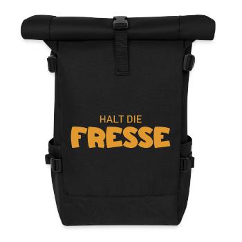 Halt die Fresse - Cooler Spruch - Rolltop Rucksack - Schwarz - Vorne