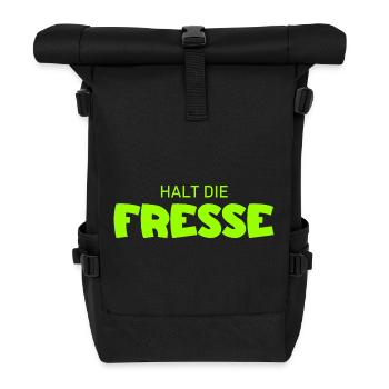 Halt die Fresse - Cooler Spruch - Rolltop Rucksack - Schwarz - Vorne
