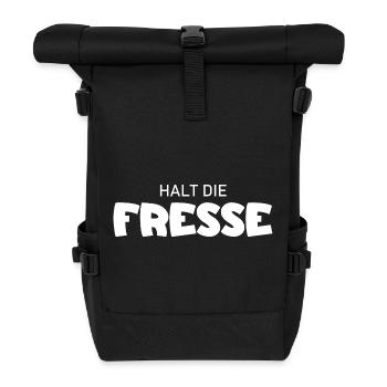 Halt die Fresse - Cooler Spruch - Rolltop Rucksack - Schwarz - Vorne