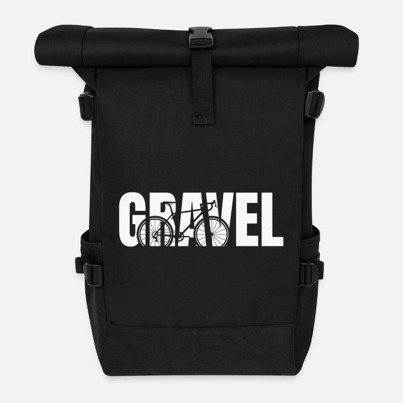 Typographie du gravier - Sac à dos roll top - noir
