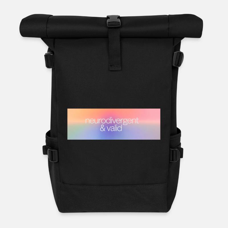 Neurodivergent & valid - Rolltop Rucksack - Schwarz