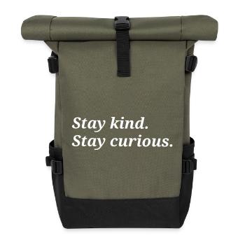 Stay child. Stay curious. - Roll Top Backpack - olive/black - Front