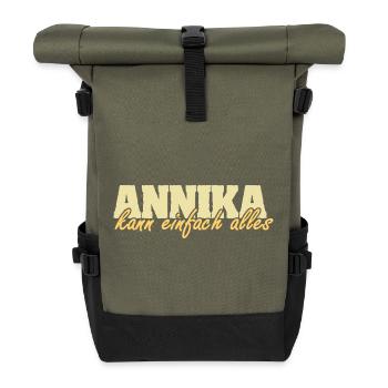 Spruch Annika - Rolltop Rucksack - Olive/Schwarz - Vorne