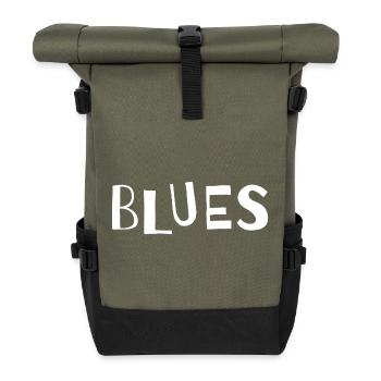 Distressed Blues Typografie - Rolltop Rucksack - Olive/Schwarz - Vorne