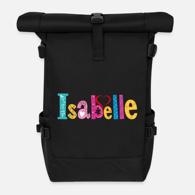 Personalisierter Isabelle-Name - Rolltop Rucksack - Schwarz