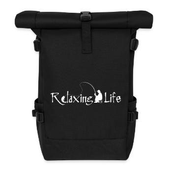 Entspannendes Leben Fischer Silhouette - Rolltop Rucksack - Schwarz - Vorne