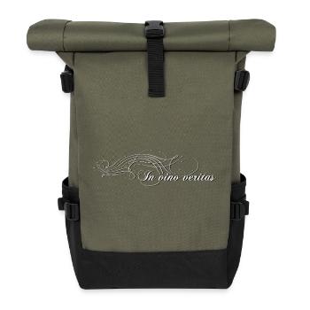 In vino veritas - Im Wein liegt die Wahrheit - Rolltop Rucksack - Olive/Schwarz - Vorne