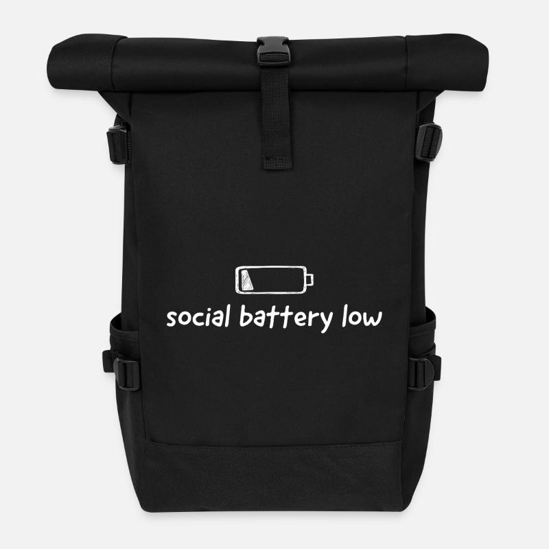 social battery low - Rolltop Rucksack - Schwarz