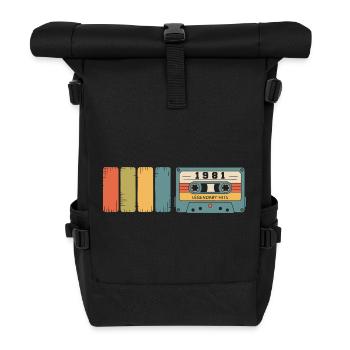 1981 Vintage Original 1981 Geburtstagsgeschenk - Rolltop Rucksack - Schwarz - Vorne