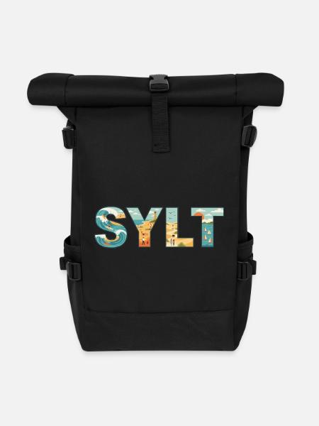SYLT – Inselleben im Buchstaben-Design - Rolltop Rucksack - Schwarz