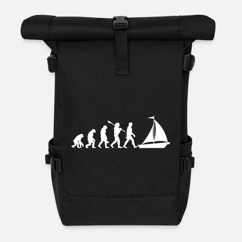Evolution Segeln - Segelboot - Rolltop Rucksack - Schwarz