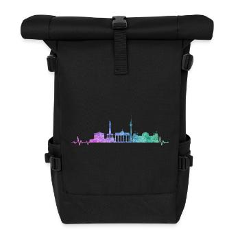 Berlin Skyline - Rolltop Rucksack - Schwarz - Vorne