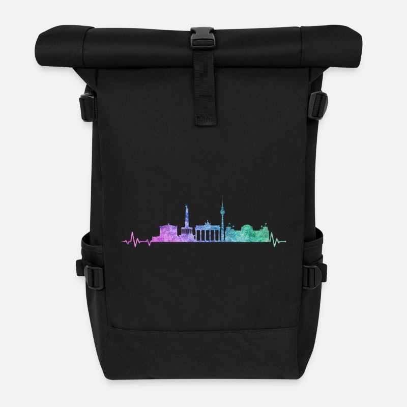 Berlin Skyline - Rolltop Rucksack - Schwarz