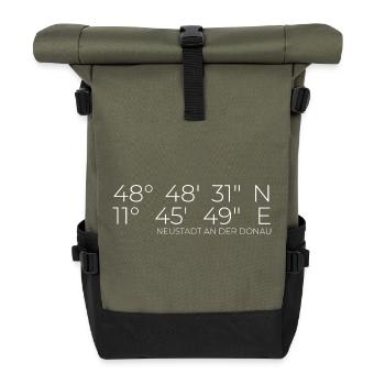 Koordinaten Neustadt an der Donau - Rolltop Rucksack - Olive/Schwarz - Vorne