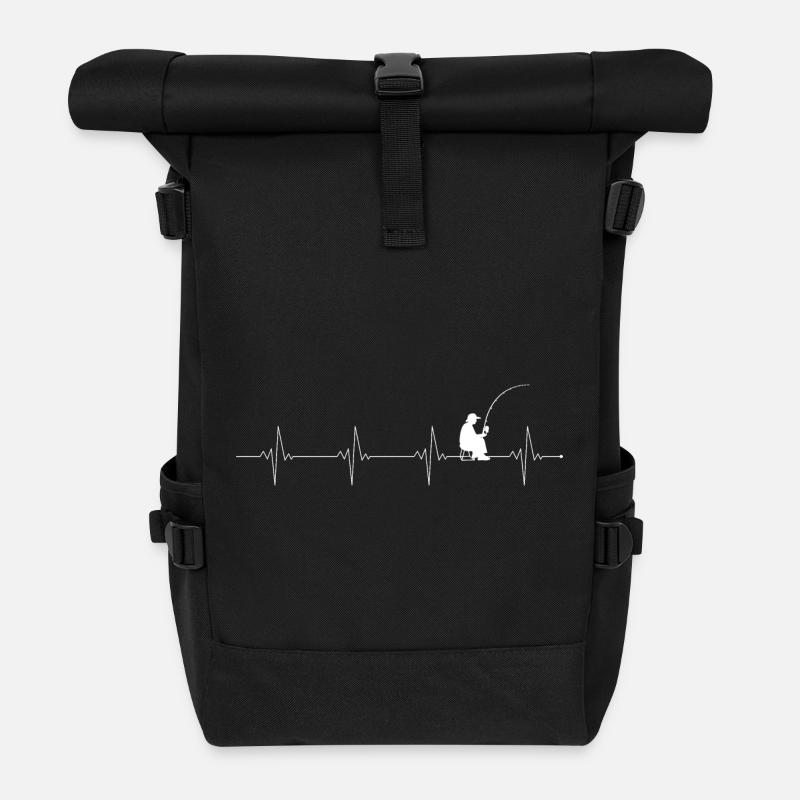 Herzschlag Angeln Silhouette - Rolltop Rucksack - Schwarz