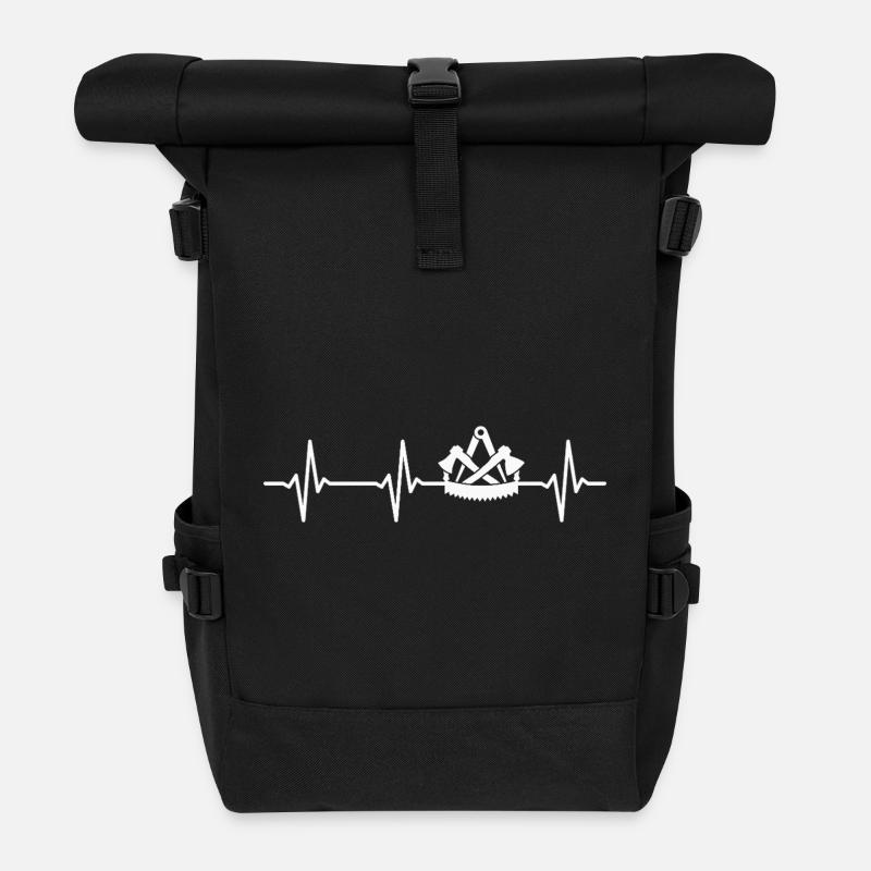 Zimmerer Zunftzeichen Herzschlag Zimmermann - Rolltop Rucksack - Schwarz