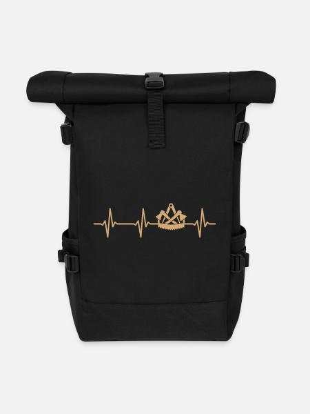 Zimmerer Zunftzeichen Herzschlag Zimmermann - Rolltop Rucksack - Schwarz