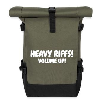 Schwere Riffs Lautstärke Hoch - Rolltop Rucksack - Olive/Schwarz - Vorne