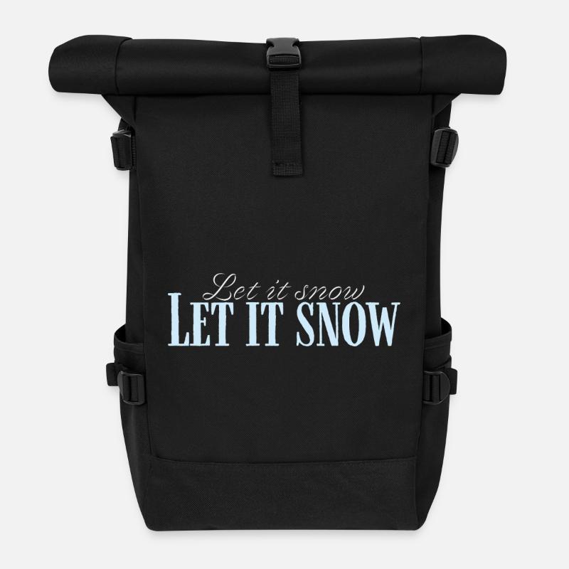 Let It Snow Script Bleu Glacé - Roll Top Backpack - black