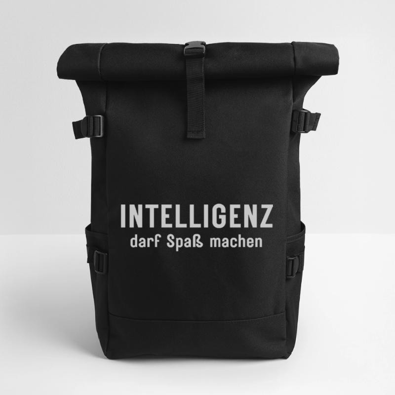 Intelligence can be fun Statement Design Roll Top Backpack