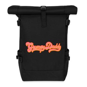 Grumpy Daddy Retro Script - Farbe "Exploitation" - Rolltop Rucksack - Schwarz - Vorne