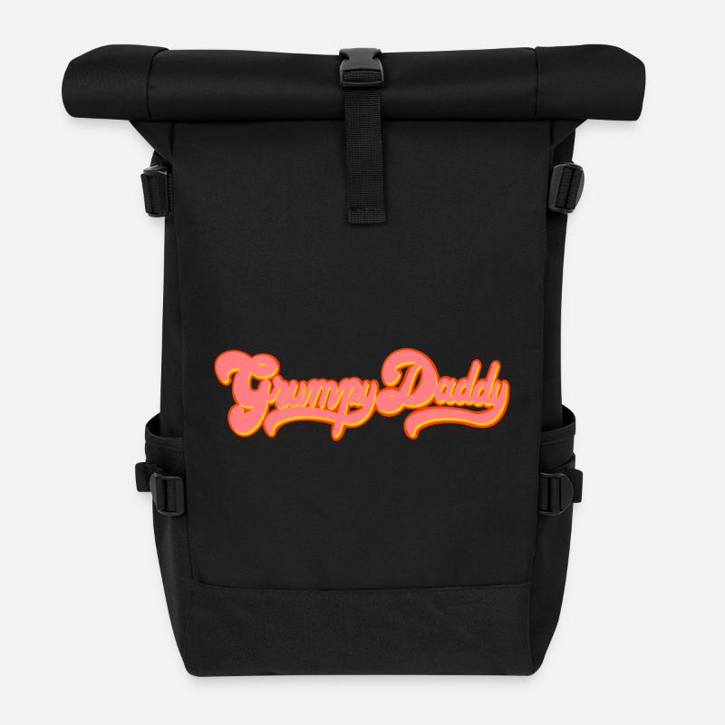 Grumpy Daddy Retro Script - Farbe "Exploitation" - Rolltop Rucksack - Schwarz