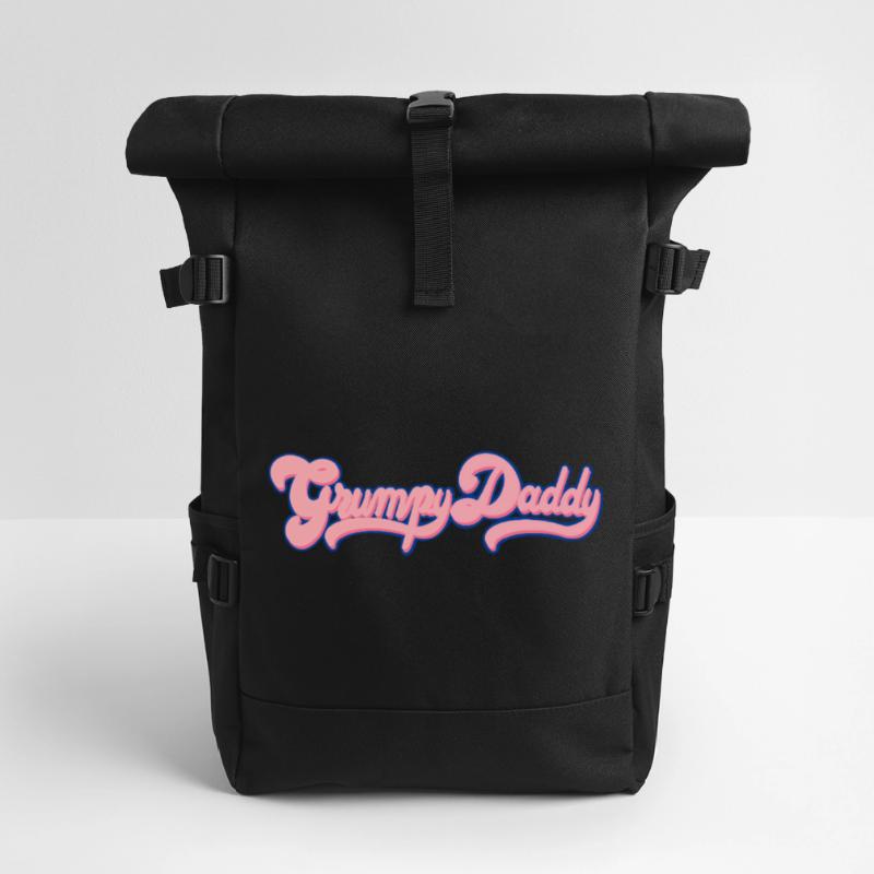 Grumpy Daddy Retro Script - Color "Bubble Gum" Roll Top Backpack
