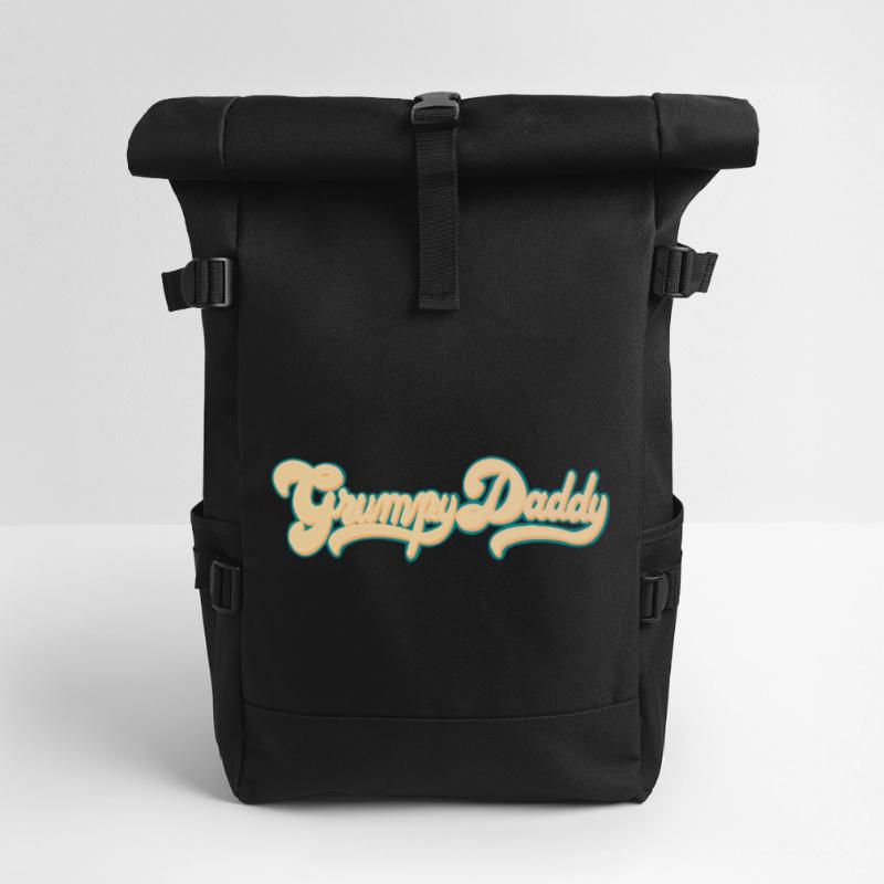 Grumpy Daddy Retro Script - Color "Groovy Baby" Roll Top Backpack