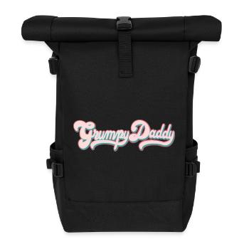 Grumpy Daddy Retro Script - Farbe "Sports Bra" - Rolltop Rucksack - Schwarz - Vorne
