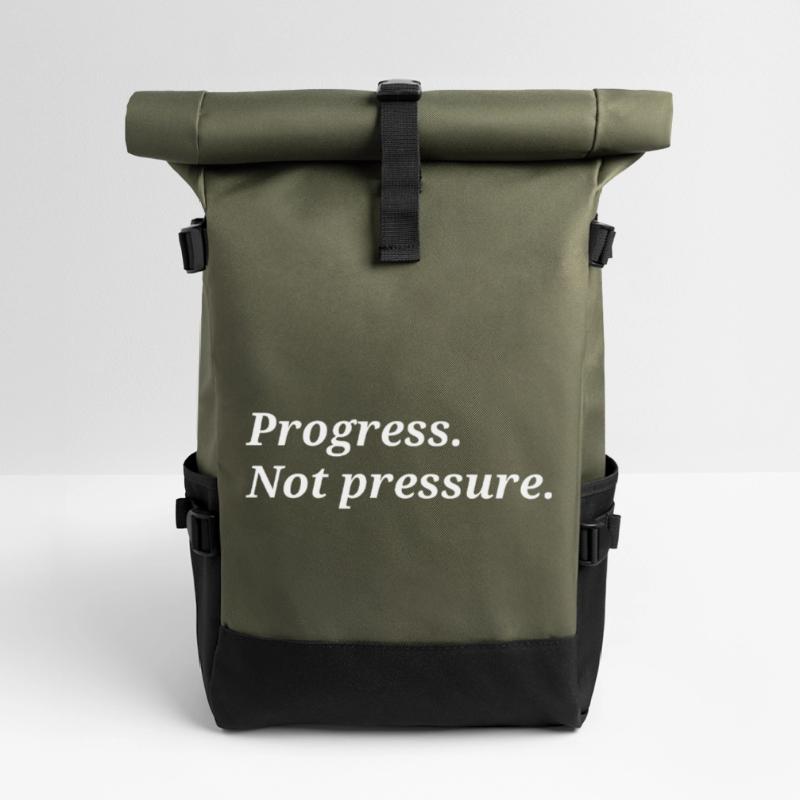 Progrès. Pas de pression. Sac à dos roll top