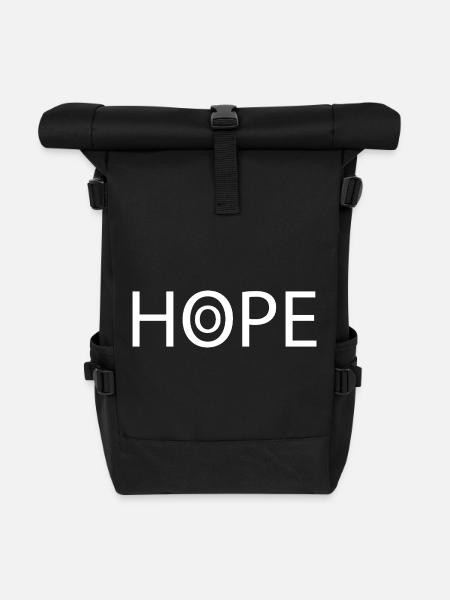 HOPE white - Roll Top Backpack - black