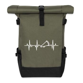 Cheerleader Megaphon Herzlinie - Rolltop Rucksack - Olive/Schwarz - Vorne