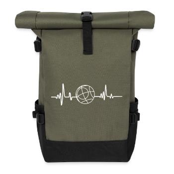 Petanque Boule Herzschlag Boccia Spieler - Rolltop Rucksack - Olive/Schwarz - Vorne