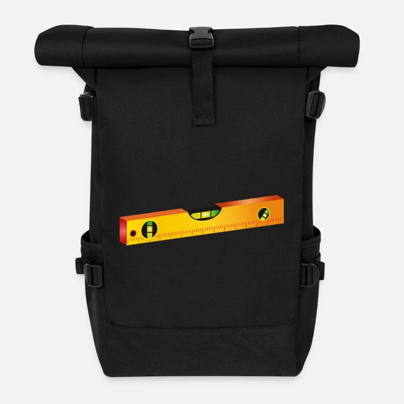 Wasserwaage,Richtwaage oder Maurerwaage - Rolltop Rucksack - Schwarz